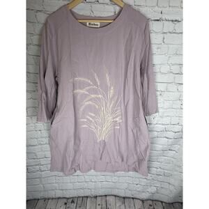 Minibee XL Women Purple Wheat OversizedTunic Dress Linen Blend Artsy Lagenlook